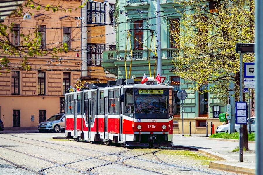 Tram on Street in Prague