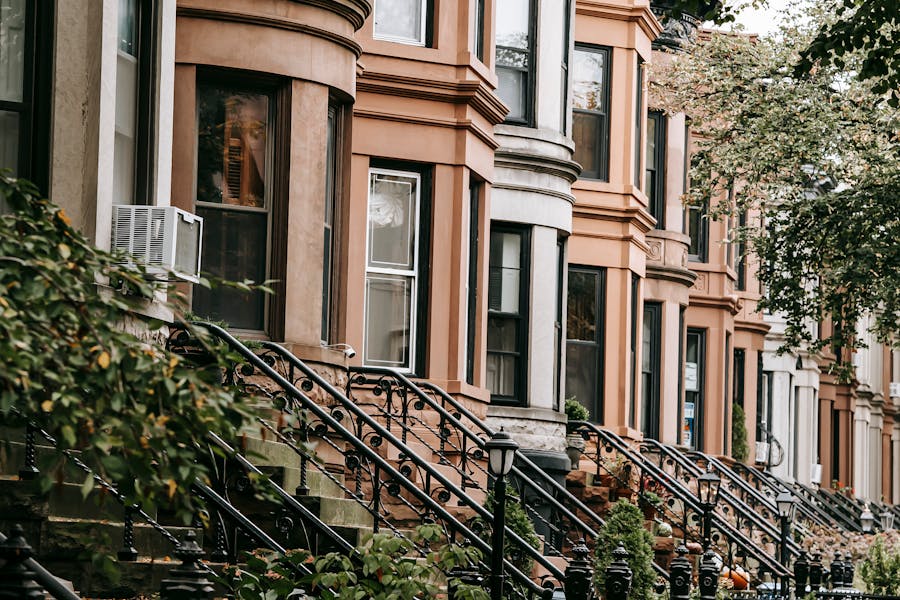 Empty street in residential district in New York City