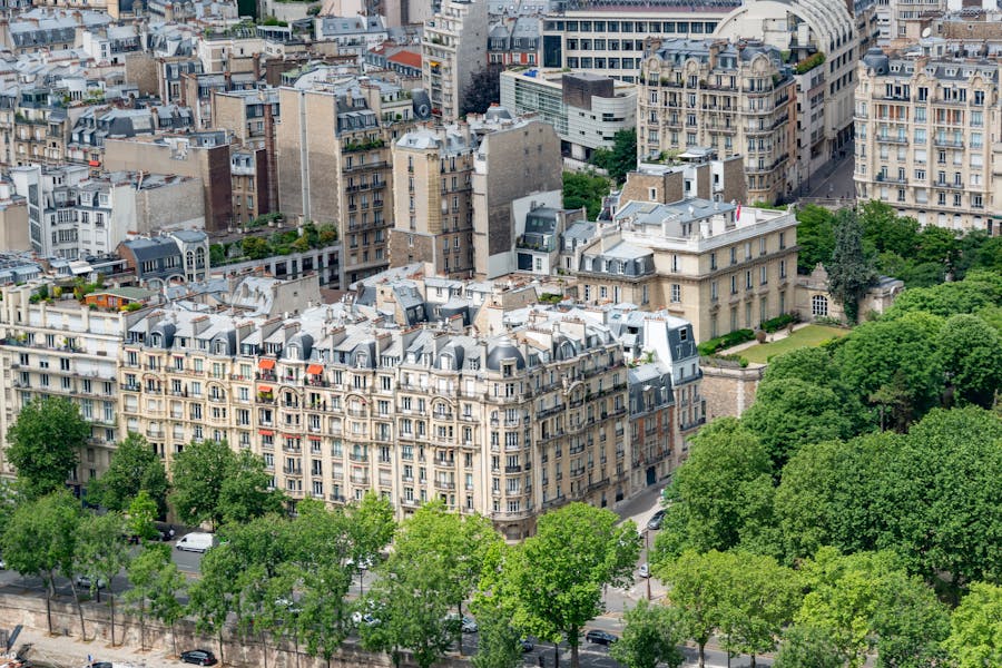 Panoramic View of Historical Buildings of Paris, France 