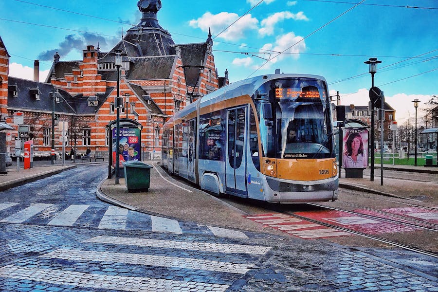 Tram on Street in Brussels