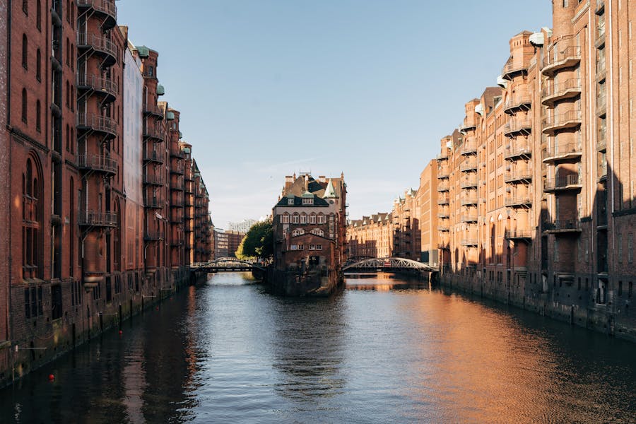 Speicherstadt a Historic Warehouse District in Hamburg with Wasserschloss Moated Castle