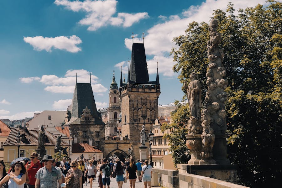 People on Charles Bridge in Prague