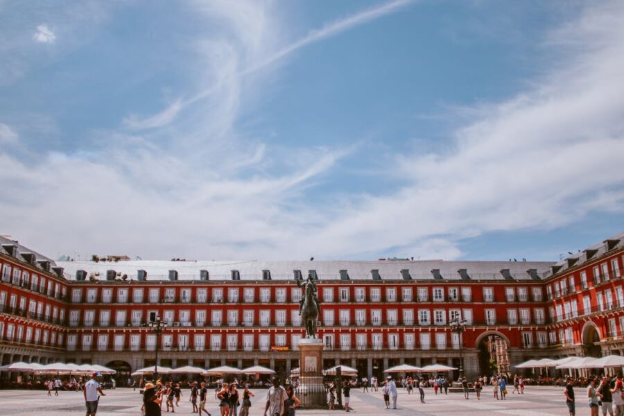 People Walking on Street of Plaza Mayor Of Madrid