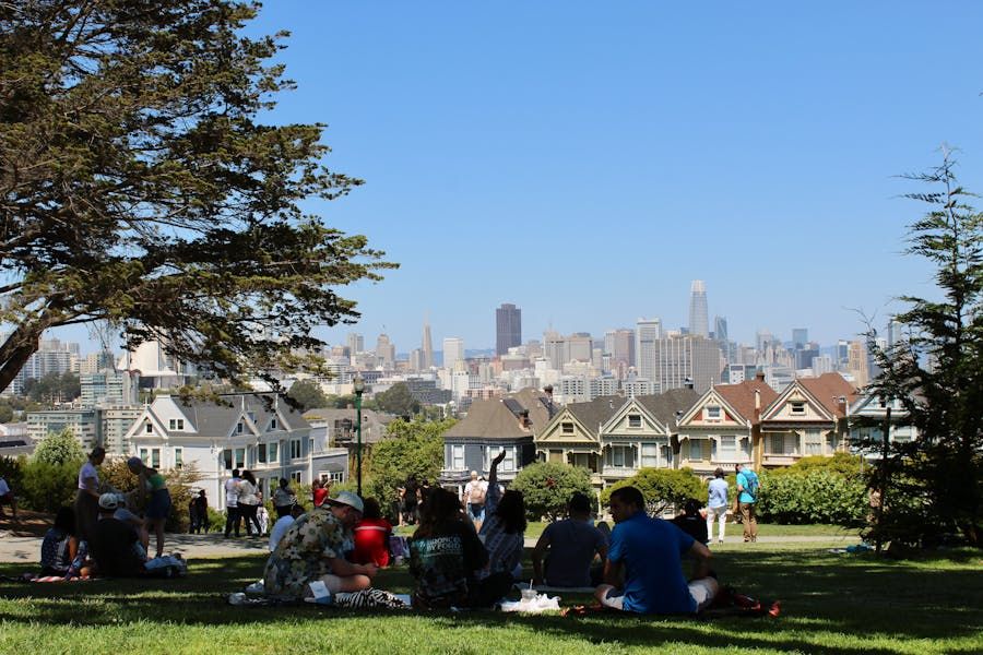 People Sitting at Picnic at Park in San Francisco