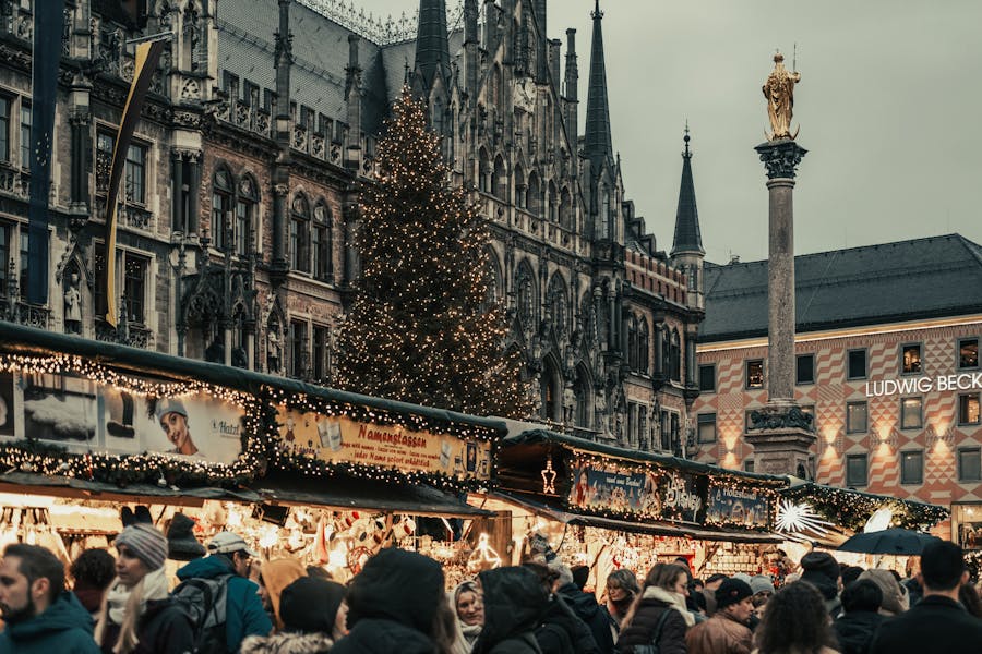 Festive Christmas Market in Munich, Germany