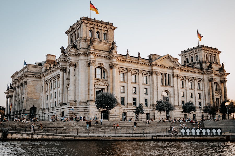 Reichstag Building in Berlin at Sunset