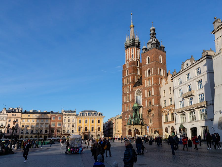 People at Main Market Square in Krakow, Poland