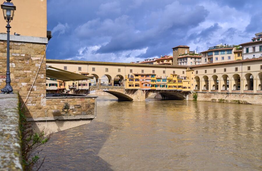 View of Ponte Vecchio and Arno River in Florence