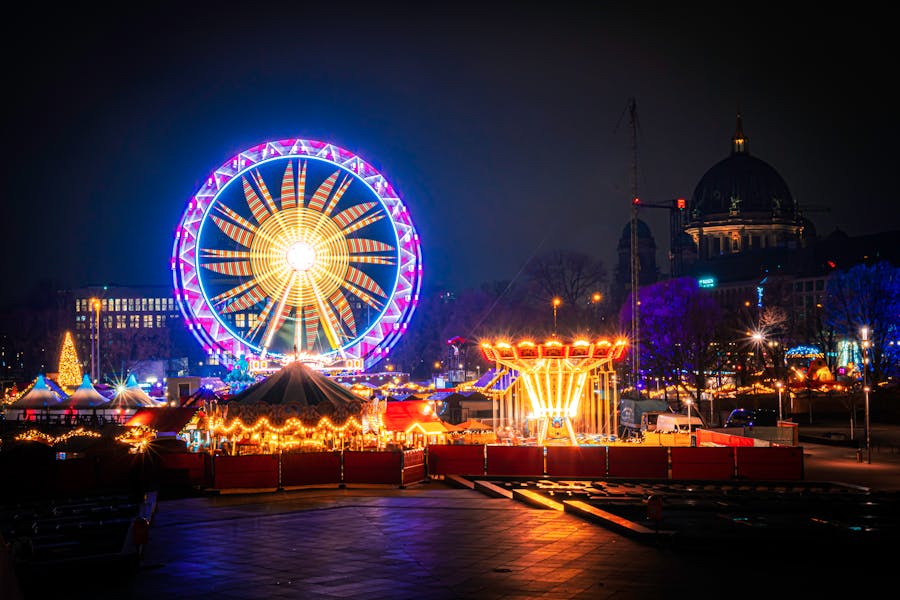 Vibrant Berlin Christmas Market at Night
