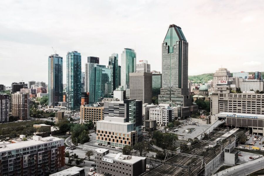 View of Skyscrapers in Downtown Montreal, Quebec, Canada 