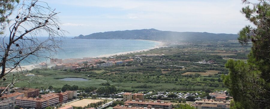 Scenic view of Platja de Pals Costa Brava, showcasing its charming architecture and coastal landscape.