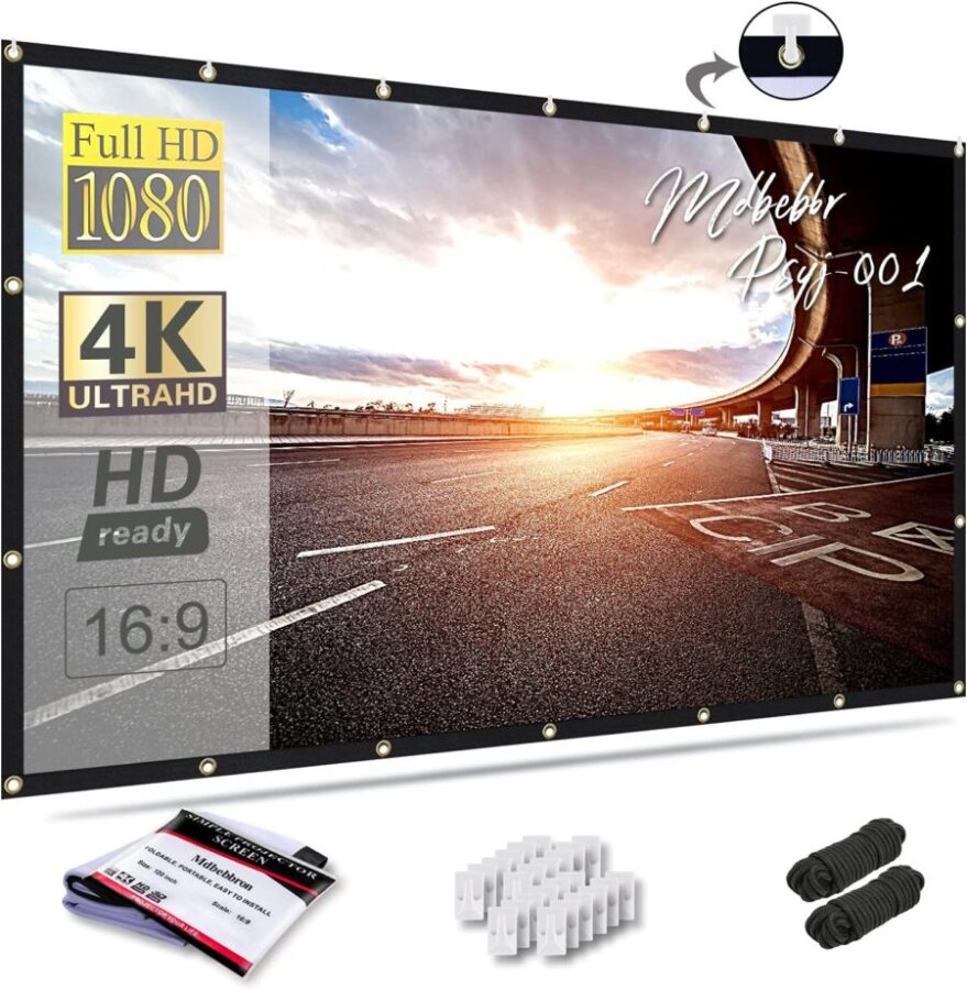 High-quality portable projector screen with Full HD and 4K support for immersive viewing.