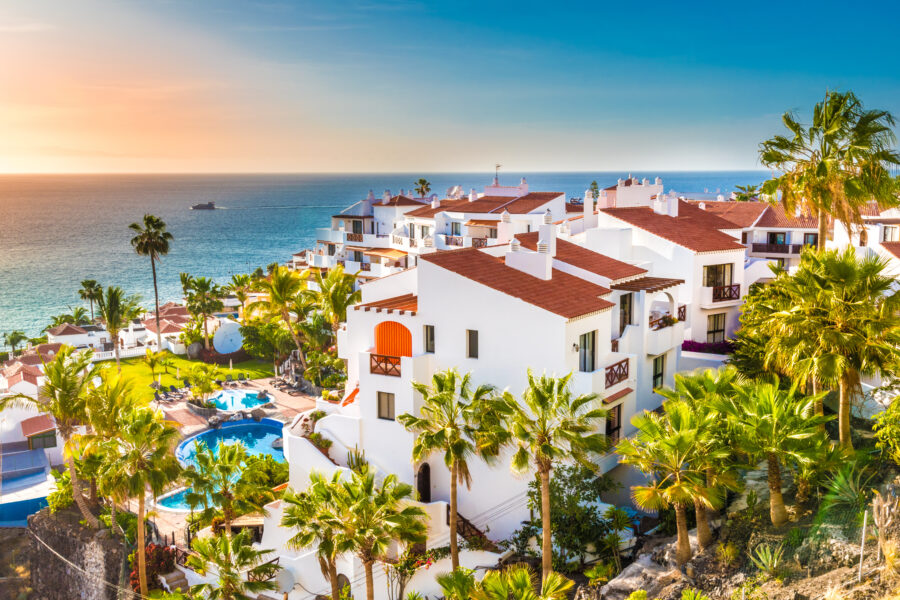 Aerial view of Garachico town in Tenerife, showcasing its coastal landscape and historic architecture in the Canary Islands.