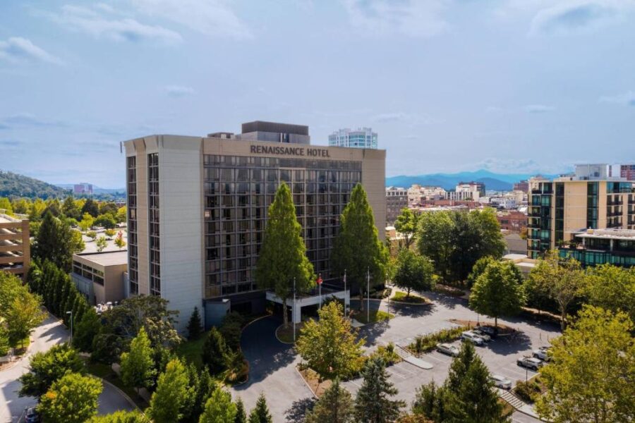 Renaissance Asheville Downtown Hotel stands prominently in the heart of the city, surrounded by urban attractions.