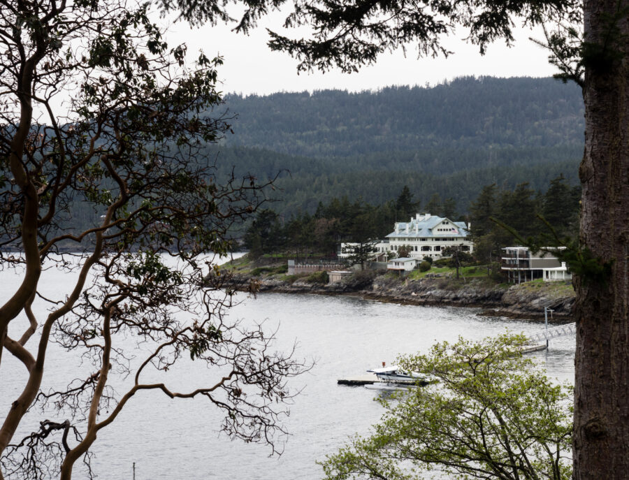 Panoramic view of Rosario Point and Rosario Resort, highlighting the natural beauty of Eastsound, Orcas Island
