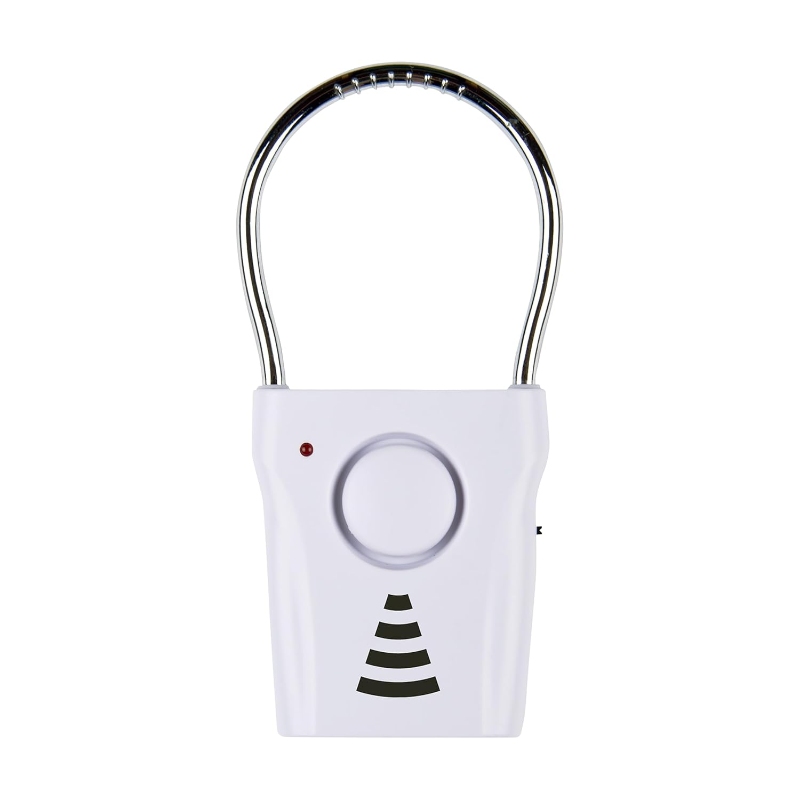 SABRE Door Handle Alarm depicted as a white lock with a distinctive black and white pattern.