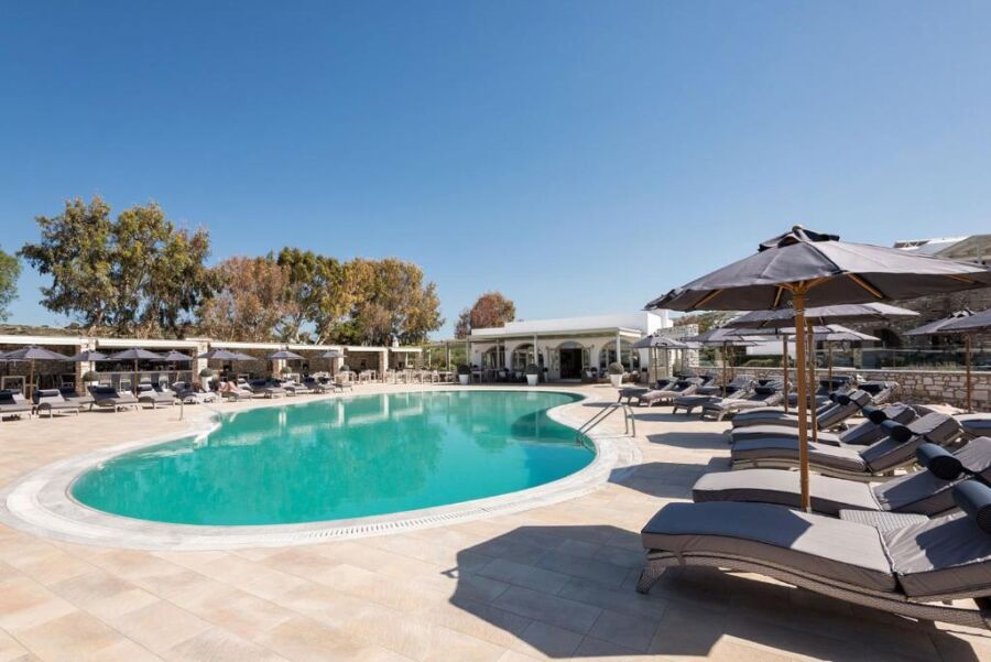 The Saint Andrea Seaside Resort showcases a peaceful beachfront, designed exclusively for adult guests seeking relaxation.