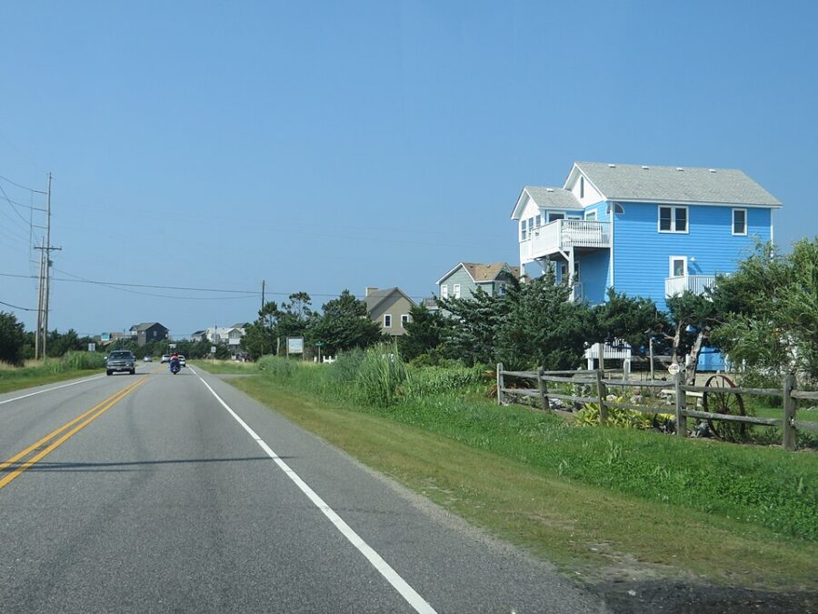 Roadside in Salvo, Outer Banks, North Carolina, featuring a charming coastal atmosphere.