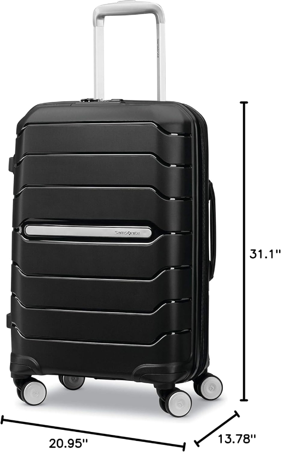 Dimensions and weight of Samsonite Freeform Large Checked Luggage, ideal for carry-on travel.