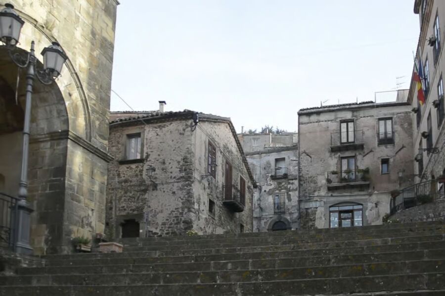 Stone steps lead through the scenic San Mauro Castelverde in the Madonie Mountains.