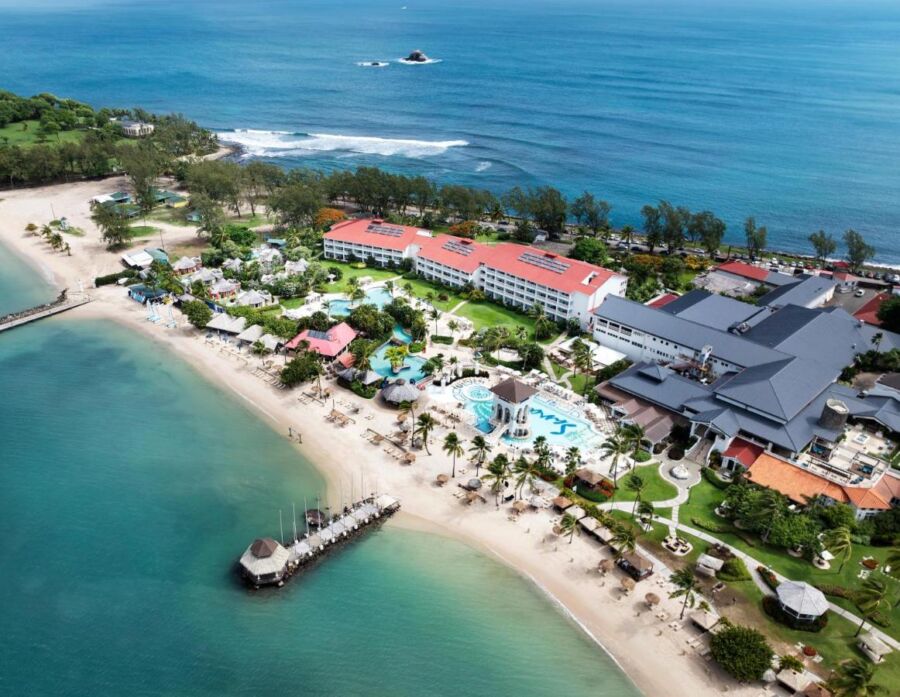 Aerial view of the Sandals Grande St. Lucian Spa and Beach All Inclusive Resort