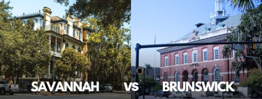 Savannah vs Brunswick diffrences, showing the key differences between georgia's historic coastal cities