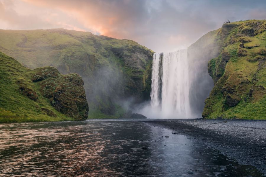 Waterfalls, Cliffs, and Black Sand Beaches