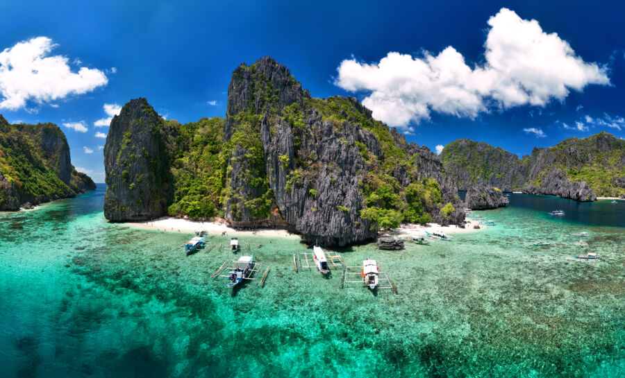 Scenic view of Shimizu Island, situated 12 km from El Nido, Palawan, adjacent to Miniloc Island, highlighting its natural beauty
