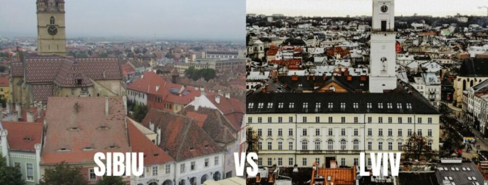Comparison of Sibiu, Romania and Lviv, Ukraine: architecture, skyline, and urban charm.