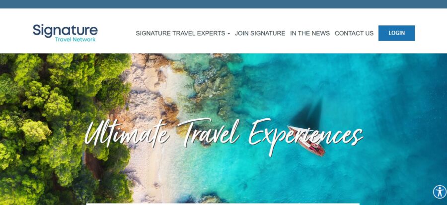 Signature Travel logo representing a travel agency, displayed on the Signature Travel Network website