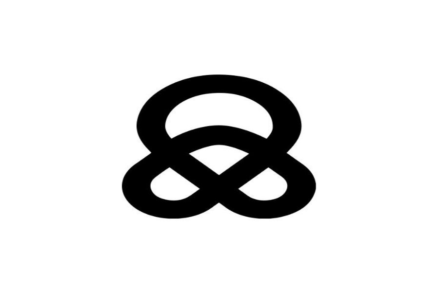Minimal black interlaced knot logo on white background.