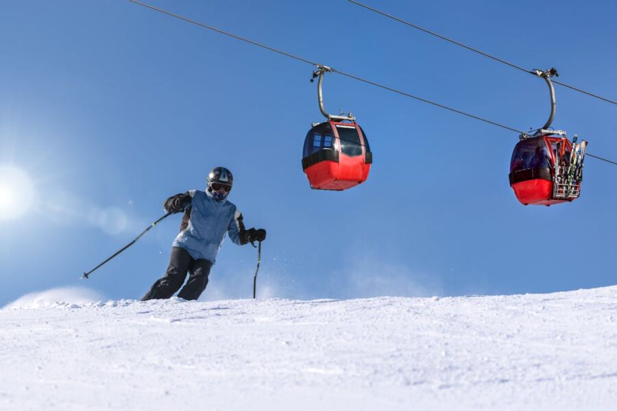 skiing in fresh powder
