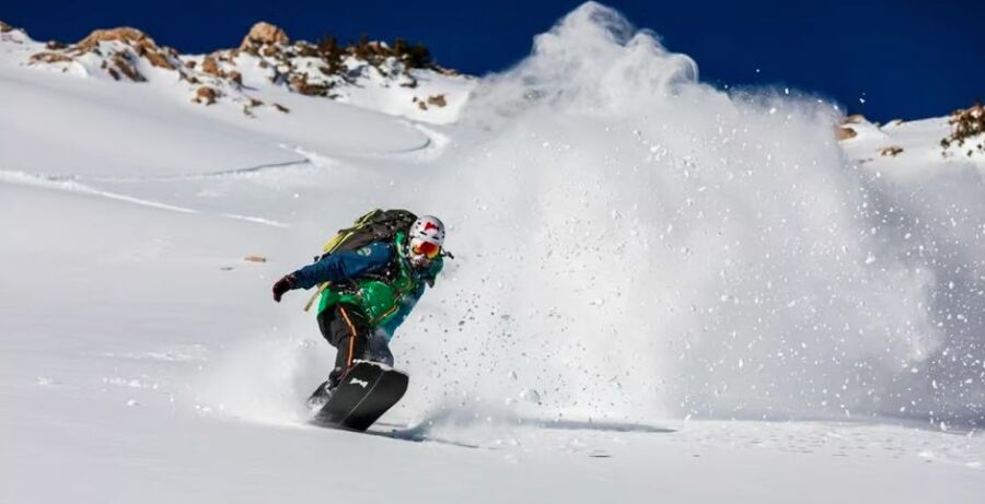 snowboarder powder spray