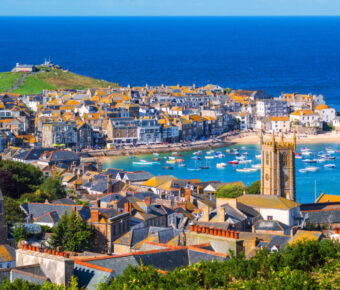 St Ives, a charming seaside town in Cornwall, England, known for its picturesque harbor and sandy beaches.