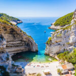 Scenic landscape about Stiniva bay in vis island