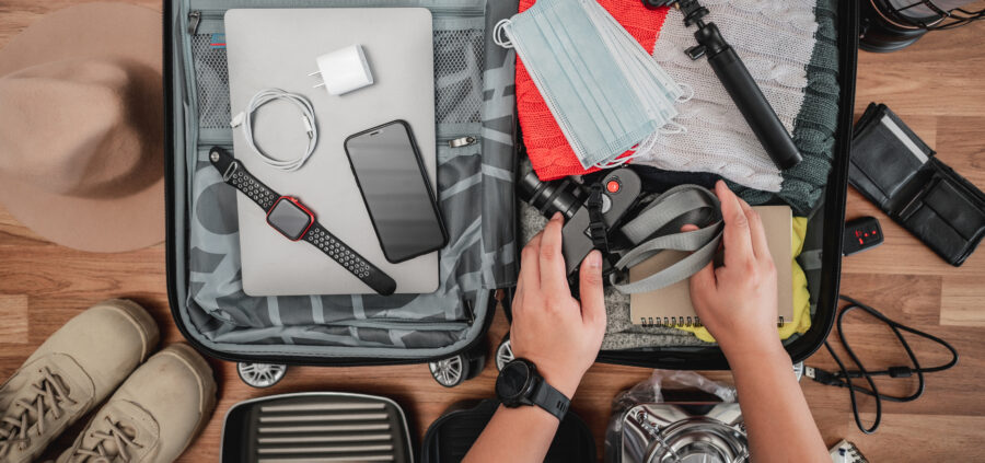 suitcase packing top view