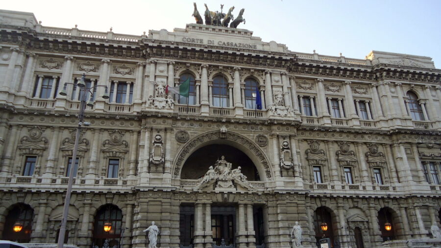 Rome Supreme Court Corte di Cassazione facade with quadriga and classical sculptures.