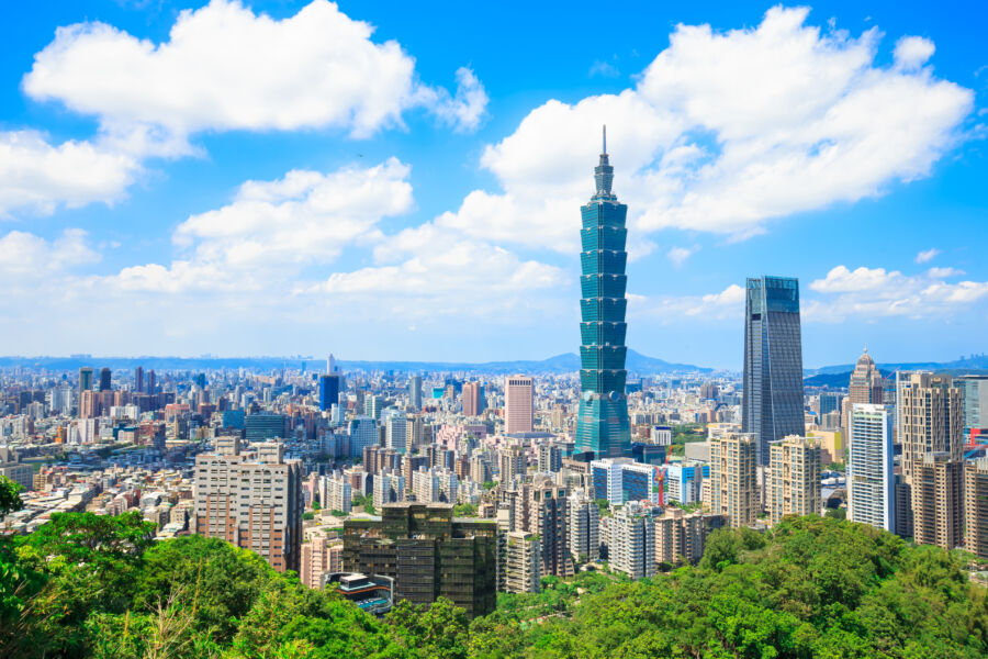 Panoramic view of Taipei, Taiwan, showcasing its skyline with modern skyscrapers and the iconic Taipei 101 tower