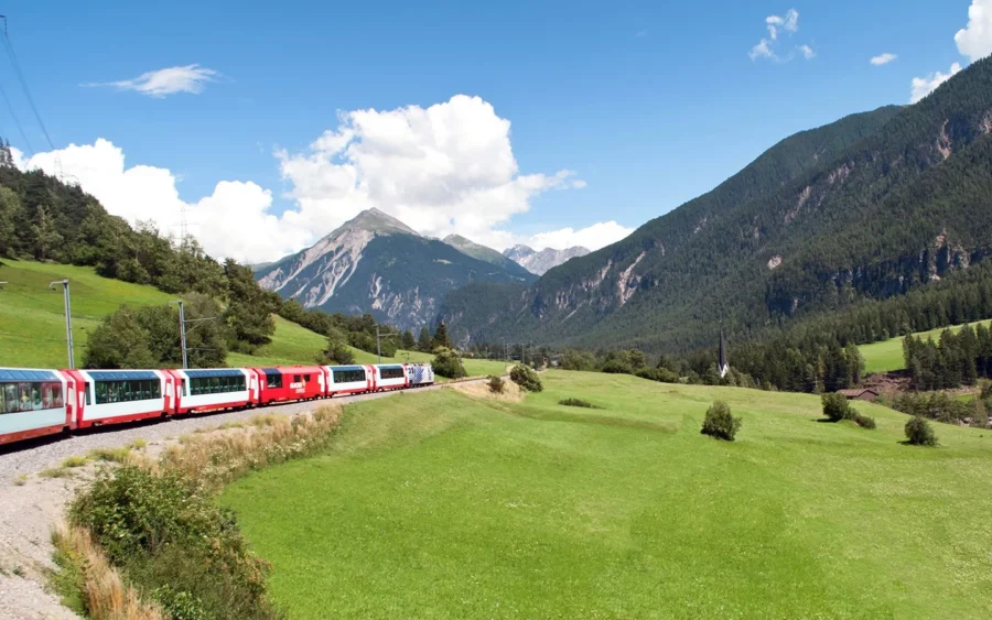 train landscape mountains