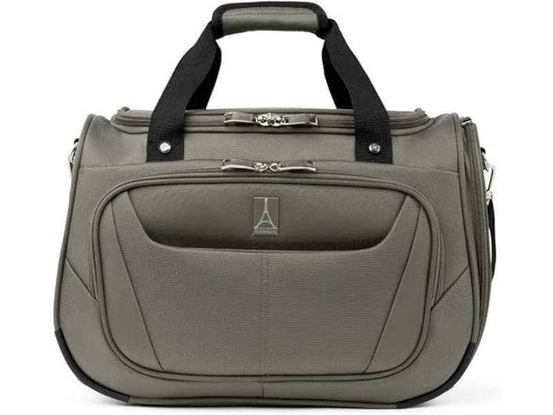 Stylish olive green travel bag with ergonomic handles and water-resistant design.