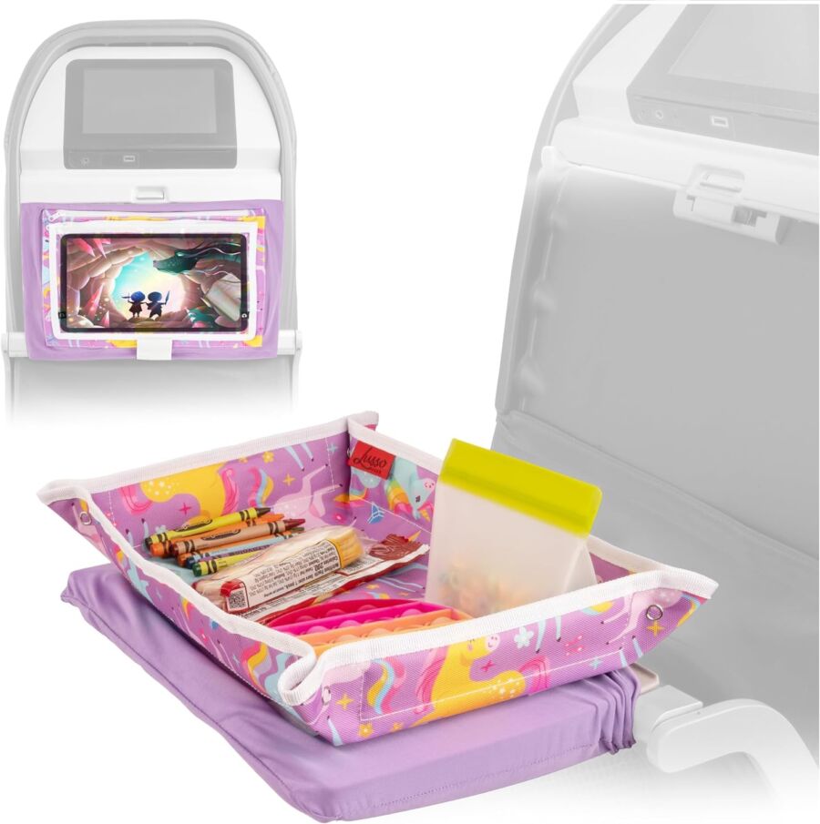 travel tray airplane seat setup