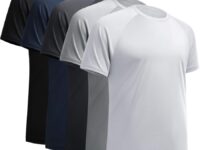 T-shirt color gradient lineup from black to white with a focus on functionality and style.