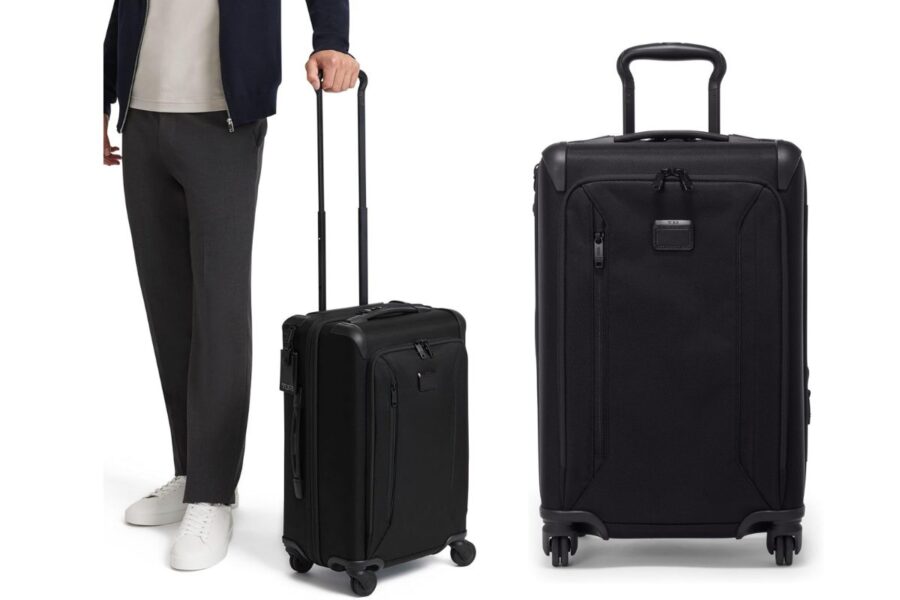 TUMI Aerotour 4 Wheel Expandable luggage, highlighting its modern design and practical features.