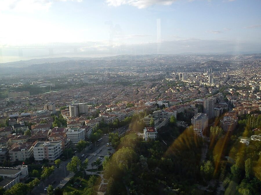Panoramic view of Ankara, Turkey, showcasing the cityscape from a high vantage point.