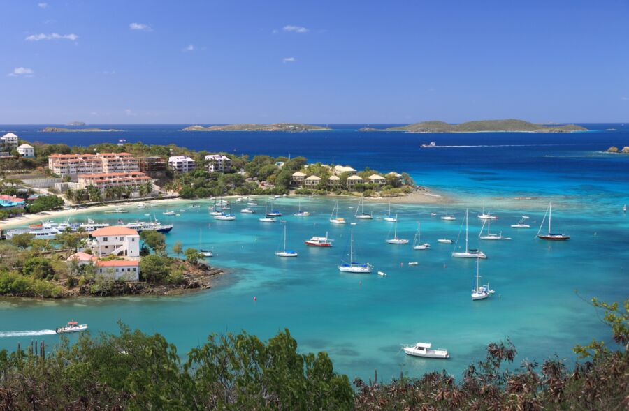 Scenic view of the US Virgin Islands, showcasing lush landscapes and turquoise waters, epitomizing Caribbean paradise