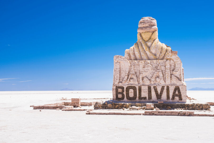 Dakar Rally Bolivia monument, Uyuni Salt Flats (Salar de Uyuni), Uyuni, Bolivia