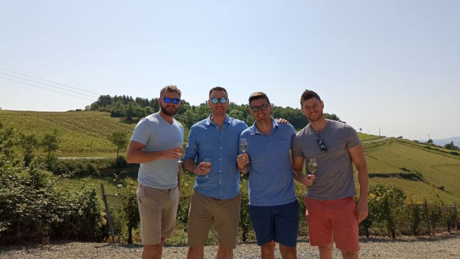 Friends enjoying a wine tasting at Beaujolais