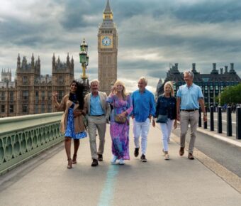 Group of friends on a tour in London