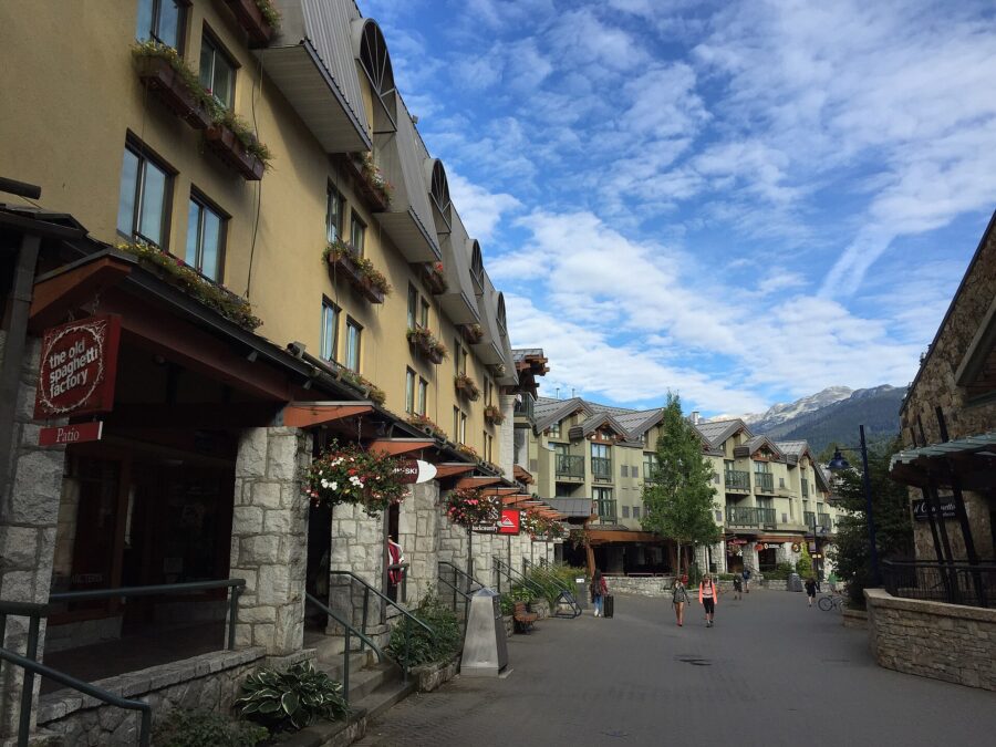 Downtown Whistler, British Columbia, Canada, showcasing local architecture.