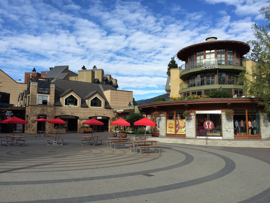 Circular paved area located in Whistler, British Columbia, featuring a scenic backdrop of nature.